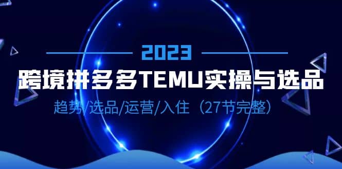 2023跨境·拼多多·TEMU实操与选品，趋势·选品·运营·入住（27节完整）-知创网