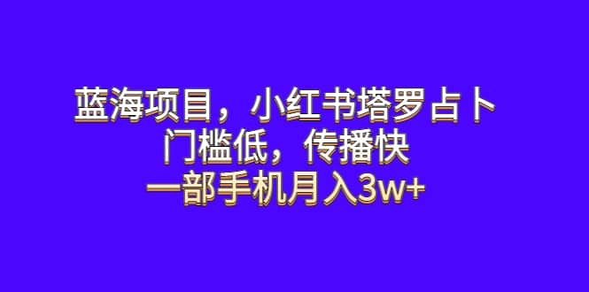 蓝海项目，小红书塔罗占卜，门槛低，传播快，一部手机月入3w+-知创网