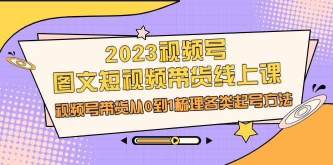 2023视频号-图文短视频带货线上课，视频号带货从0到1梳理各类起号方法-知创网