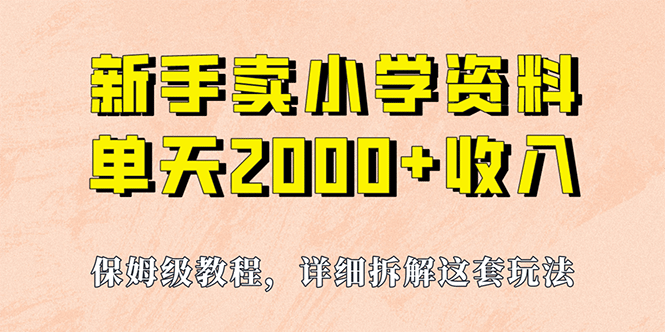 我如何通过卖小学资料，实现单天2000+，实操项目，保姆级教程+资料+工具-知创网