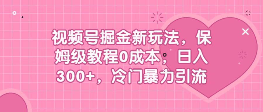 视频号掘金新玩法，保姆级教程0成本，日入300 ，冷门暴力引流-知创网