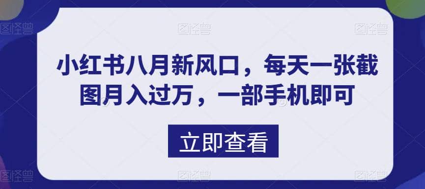 八月新风口，小红书虚拟项目一天收入1000 ，实战揭秘-知创网