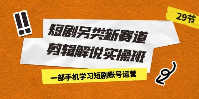 短剧另类新赛道剪辑解说实操班：一部手机学习短剧账号运营（29节 价值500）-知创网