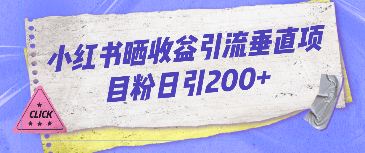 小红书晒收益图引流垂直项目粉日引200-知创网