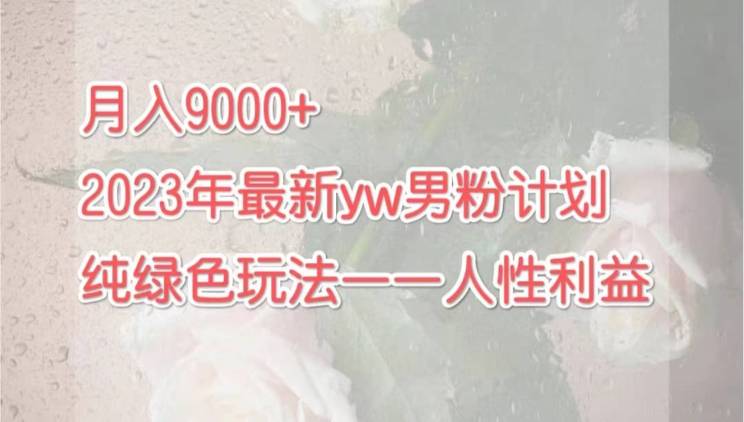 月入9000+2023年9月最新yw男粉计划绿色玩法——人性之利益-知创网