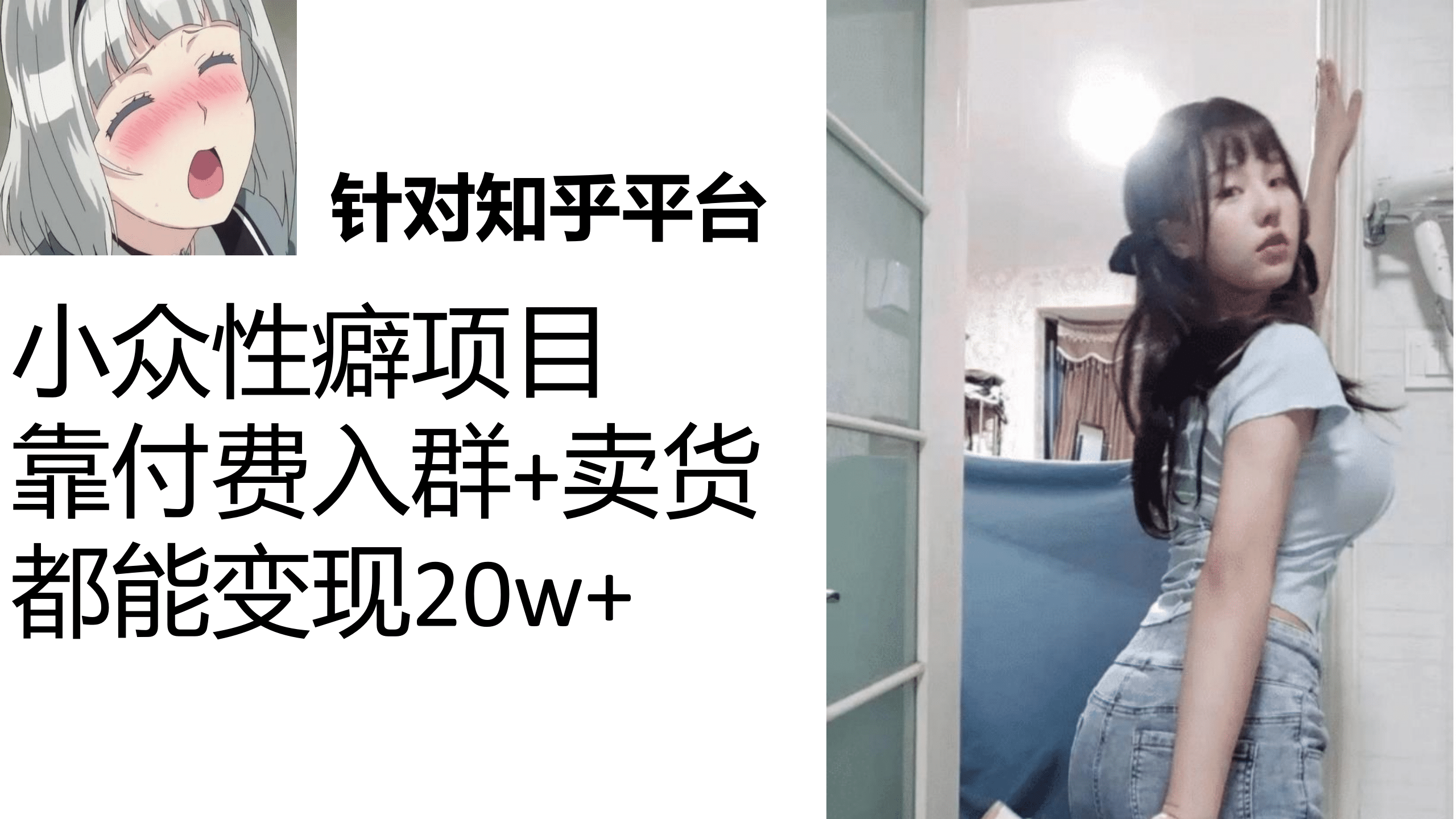 知乎小众性癖项目，Lsp的钱才是最好赚的，付费建群 卖货变现20w-知创网