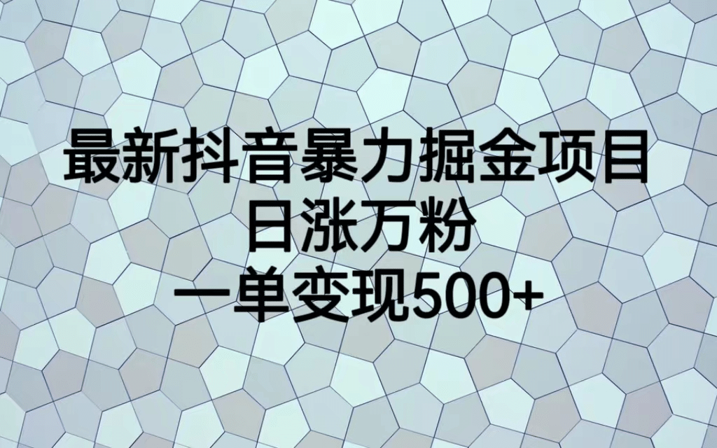 最火热的抖音暴力掘金项目，日涨万粉，多种变现方式，一单变现可达500+-知创网