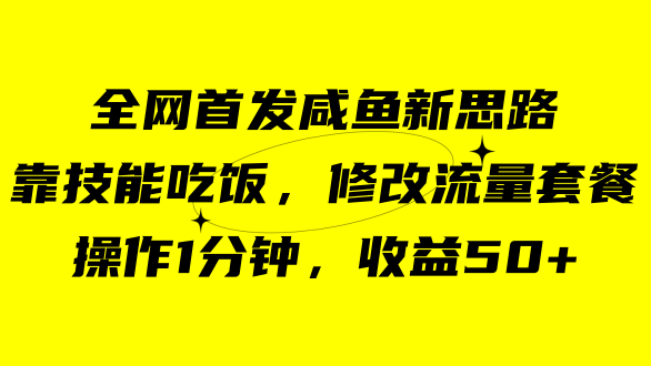 咸鱼冷门新玩法，靠“技能吃饭”，修改流量套餐，操作1分钟，收益50-知创网