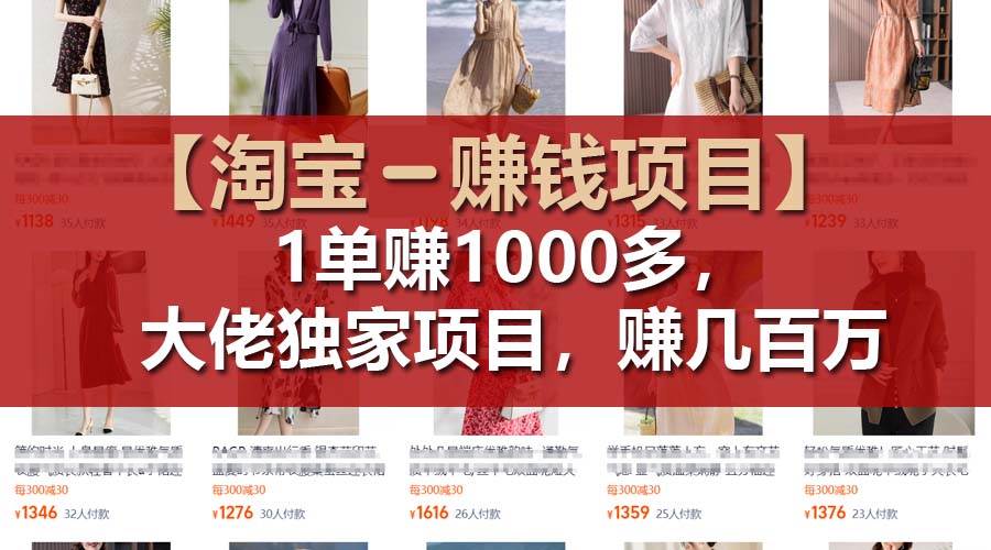 【淘宝赚钱项目】1单可赚1000多，大佬独家项目，年赚几百万-知创网