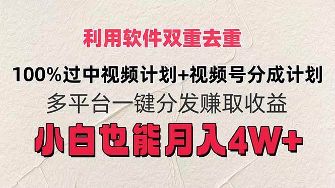 利用软件双重去重，100%过中视频+视频号分成计划小白也可以月入4W+-知创网