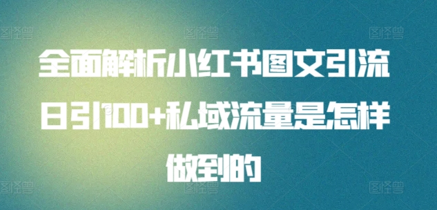 全面解析小红书图文引流日引100私域流量是怎样做到的-知创网