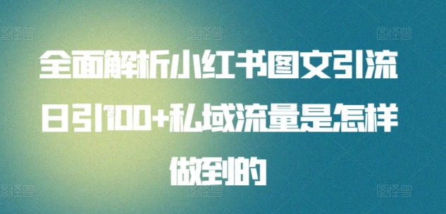 日引流100私域流量小红书图文是怎样做到的全面解析-知创网