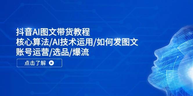 抖音AI图文带货教程：核心算法/AI技术运用/如何发图文/账号运营/选品/爆流-知创网