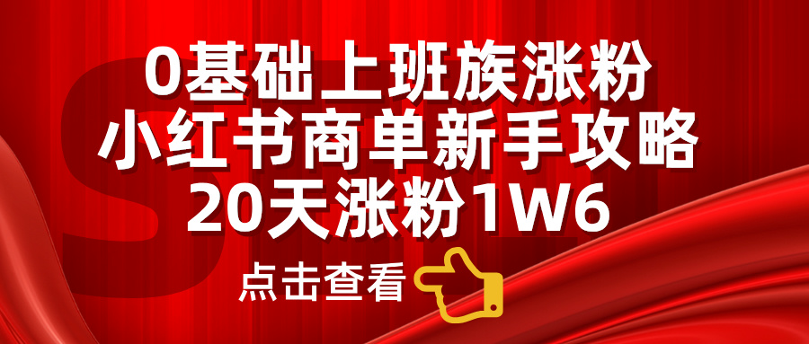 0基础上班族涨粉，小红书商单新手攻略，20天涨粉1.6w-知创网