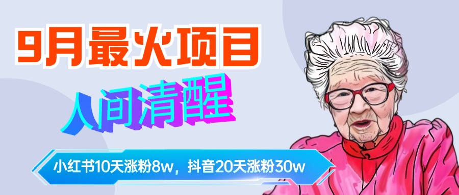 9月最火项目，人间清醒柒奶奶，10天小红薯涨粉8w+，单篇笔记报价1400.-知创网