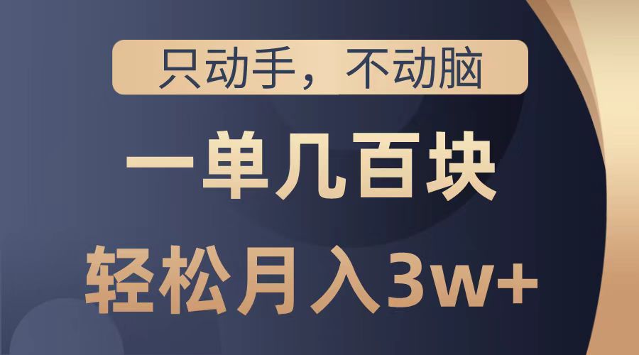 只动手不动脑，一单几百块，轻松月入2w+，看完就能直接操作，详细教程-知创网