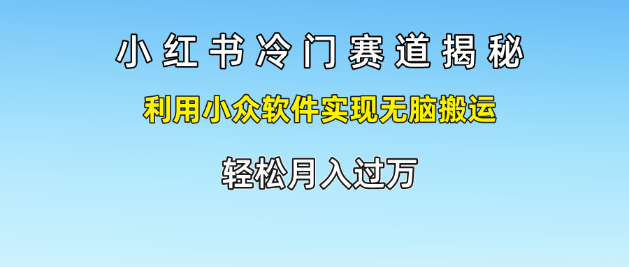 小红书冷门赛道揭秘,轻松月入过万，利用小众软件实现无脑搬运，-知创网