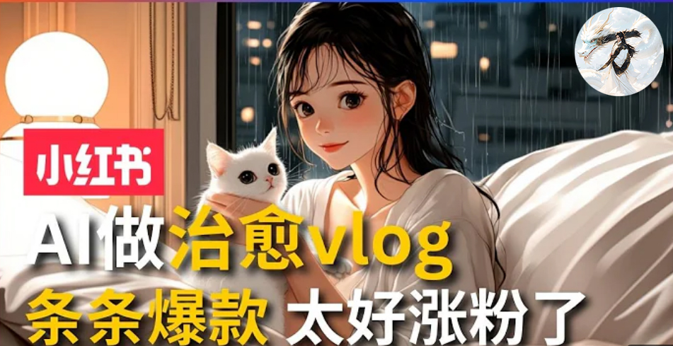 AI治愈系vlog动画视频，小红书7天 涨粉破千，商单报价1500+，0成本制作，日入2000+，有手就会 -知创网