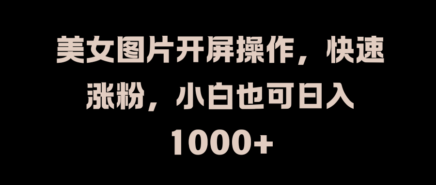 美女图片开屏操作，快速涨粉，小白也可日入1000+-知创网