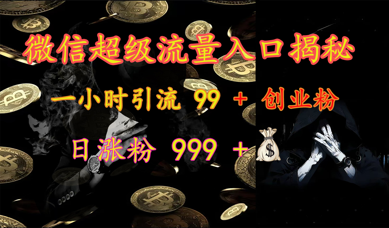 微信超级流量入口揭秘：一小时引流 99 + 创业粉，日涨粉 999 +【揭秘】-知创网