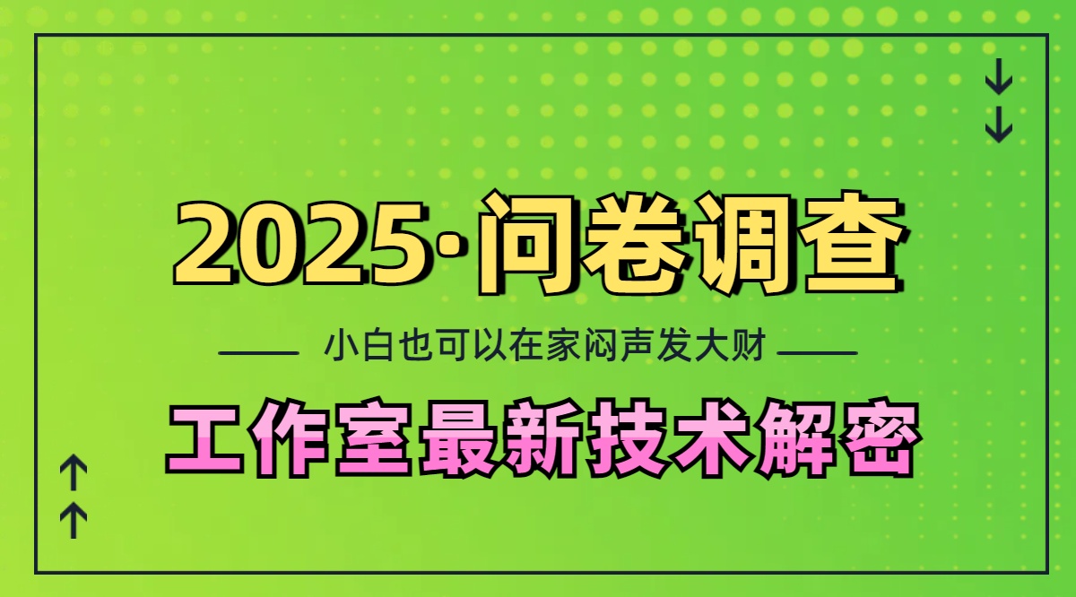 2025《问卷调查》最新工作室技术解密：一个人在家也可以闷声发大财，小白一天200+，可矩阵放大-知创网