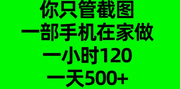 你只管截图，一部手机在家做，一小时120，一天500+-知创网