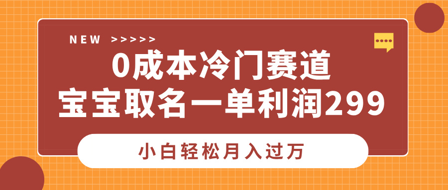 0成本冷门赛道，宝宝取名一单利润299，小白轻松月入过万-知创网