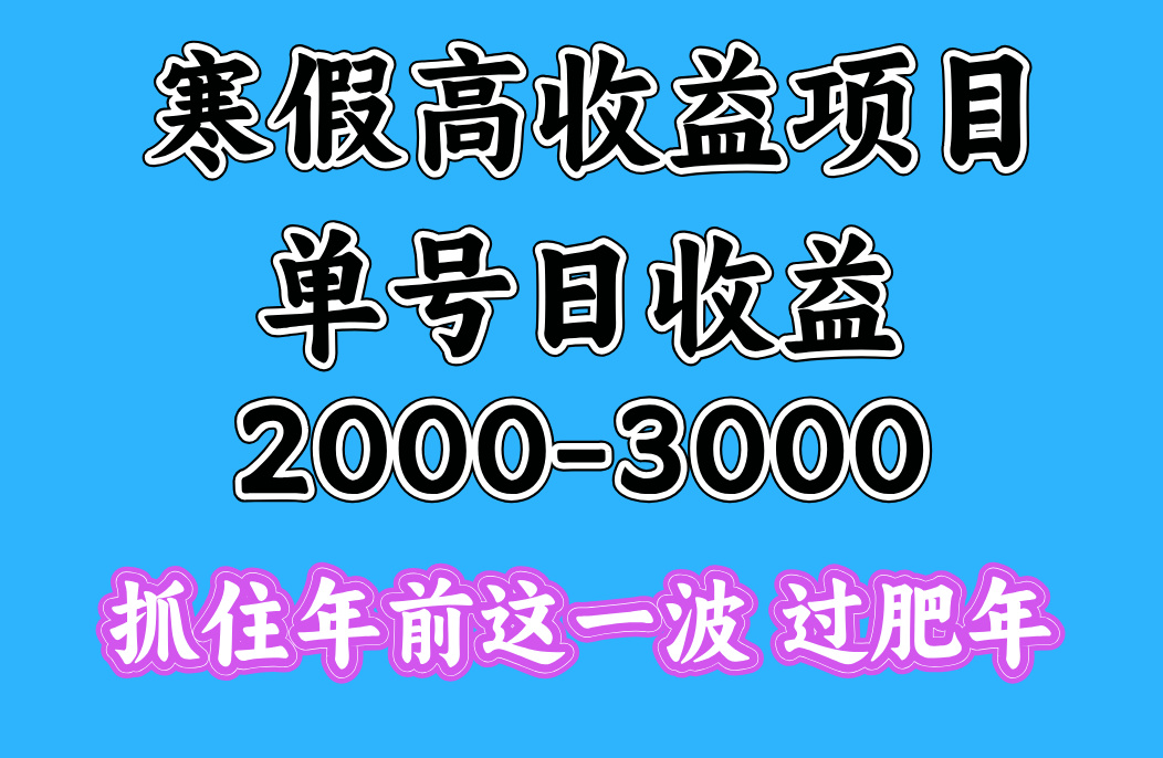 寒假期间一天收益2000-3000+，抓住年前这一波-知创网