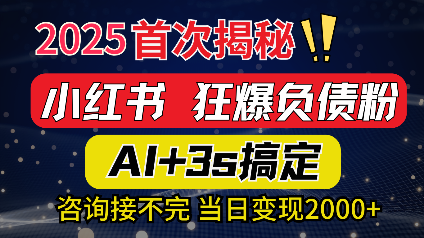 2025引流天花板：最新小红书狂暴负债粉思路，咨询接不断，当日入2000+-知创网