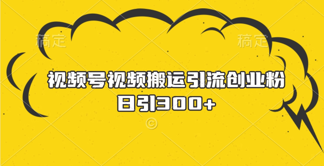 视频号视频搬运引流创业粉，日引300+-知创网