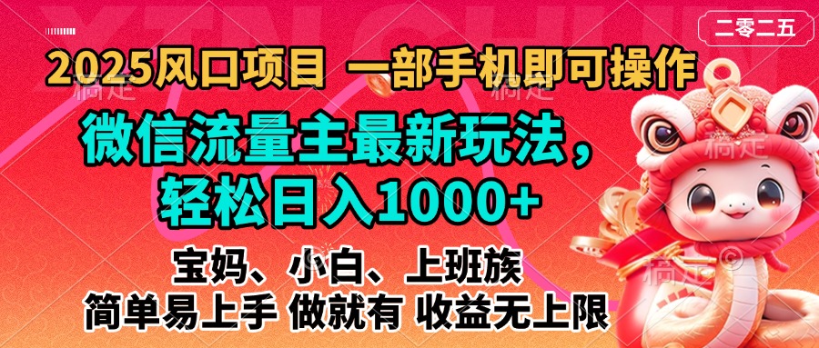 2025蓝海风口项目，微信流量主最新玩法，轻松日入1000+，简单易上手，做就有 收益无上限-知创网