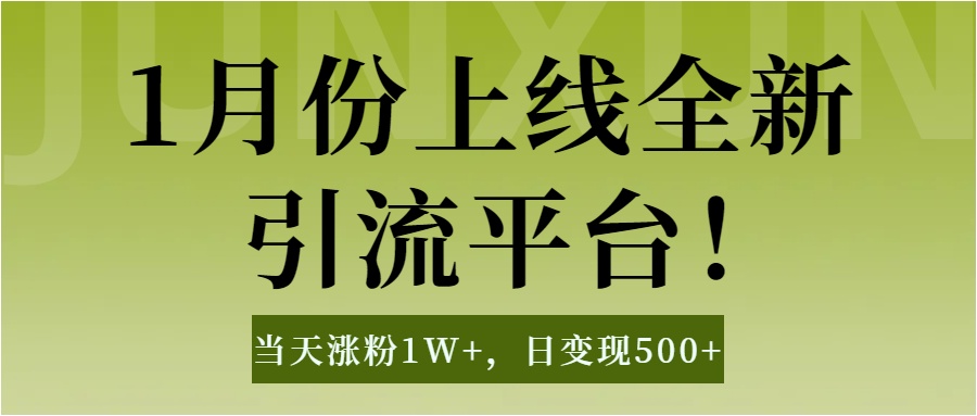 1月上线全新引流平台，当天涨粉1W+，日变现500+工具无脑涨粉，解放双手操作简单-知创网