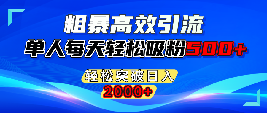 粗暴高效引流,单人每天轻松吸粉500+,轻松突破日入2000+-知创网