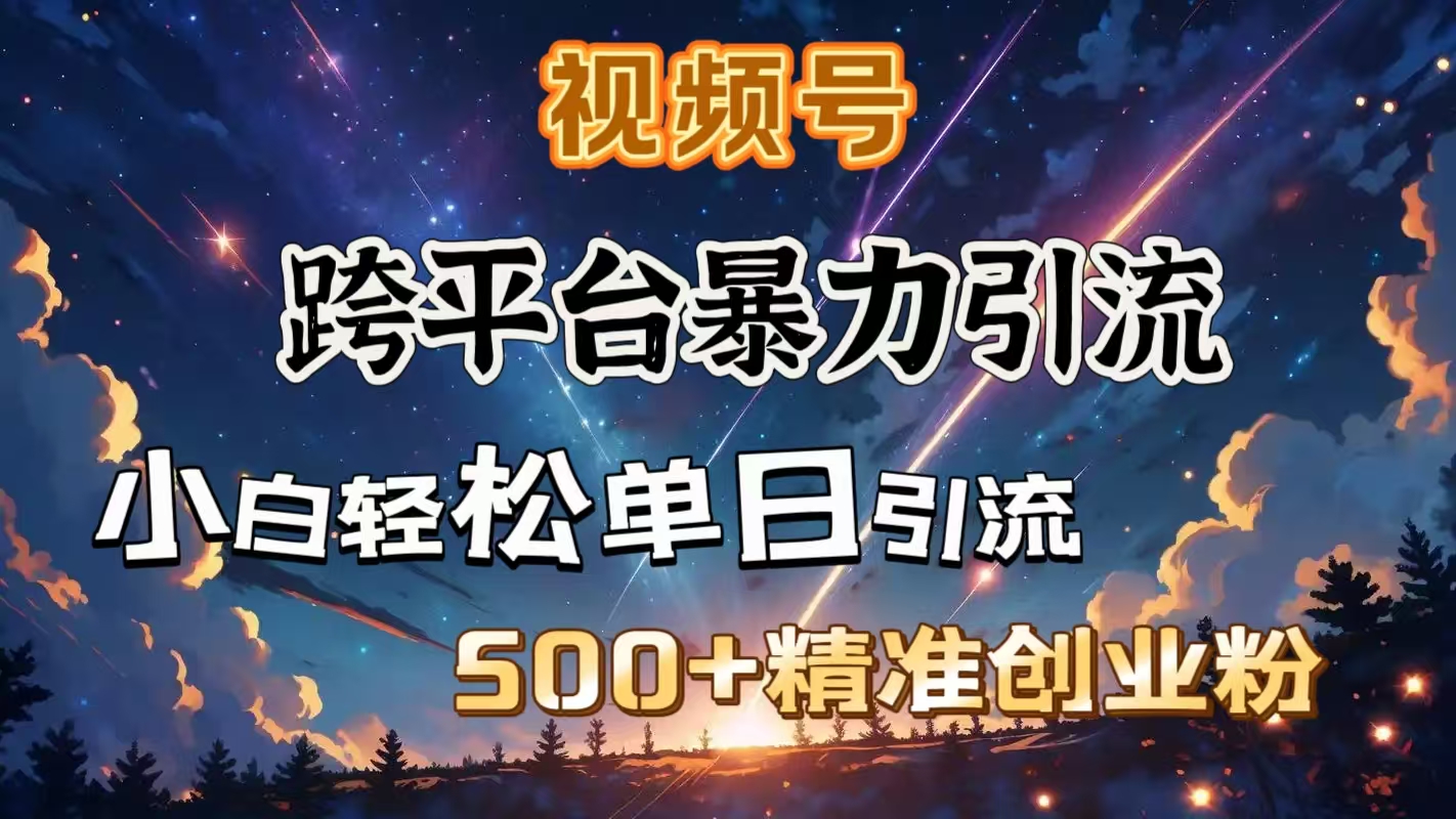 视频号跨平台暴力引流，小白轻松单日引流500＋精准创业粉-知创网