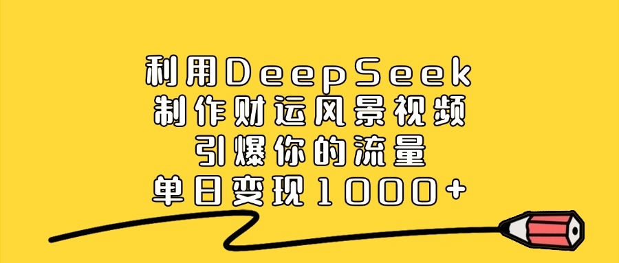 利用DeepSeek制作财运风景视频，引爆你的流量，单日变现1000+-知创网