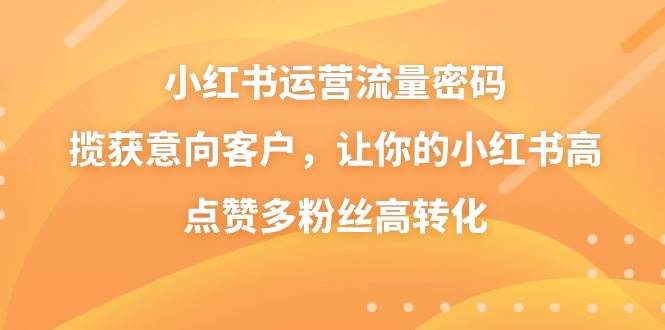 小红书运营流量密码，揽获意向客户，让你的小红书高点赞多粉丝高转化-知创网