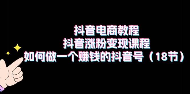 抖音电商教程：抖音涨粉变现课程：如何做一个赚钱的抖音号（18节）-知创网